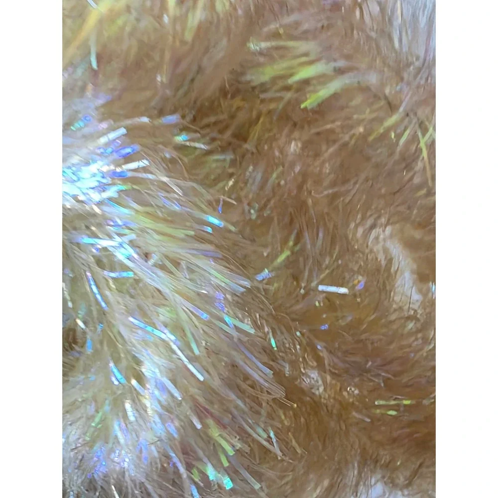 Vintage iridescent Garland yellow off-white Xmas tree tinsel